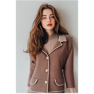 70s Wool Skirt Suit Brown Size Small Double Knit Jacket Top Skirt 3-Piece VGUC